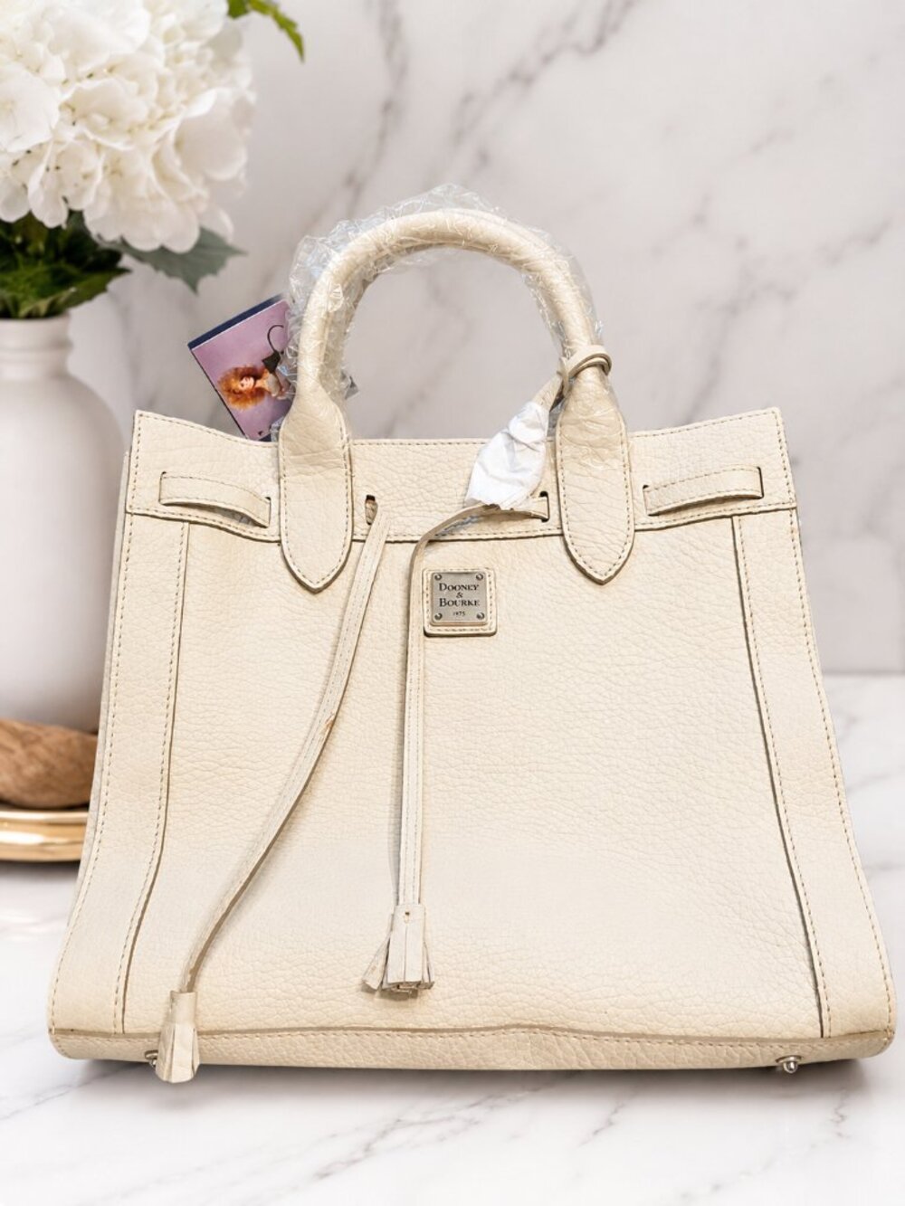 Dooney & Bourke Pebble Grain Tassel Tote - Bone - NWT